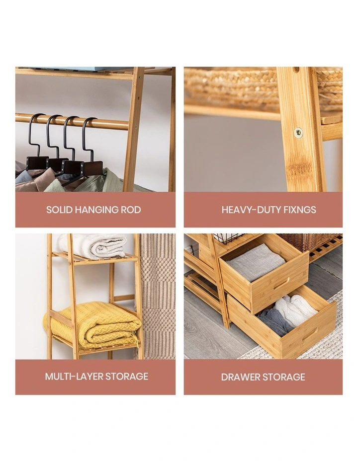 Open Clothes Rack Storage Organiser in Natural image 6