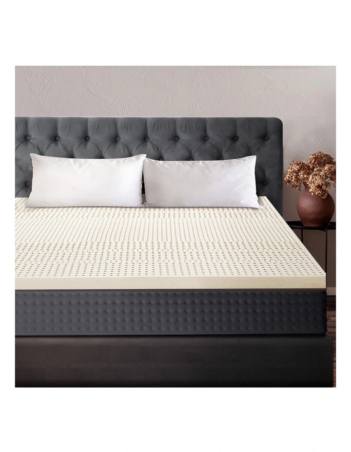 Mona Bedding Latex Mattress Topper Double 7 Zone Underlay Cover 5cm in Beige image 2