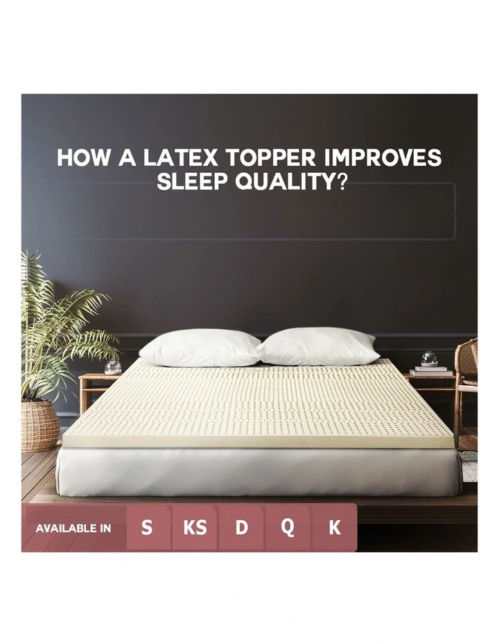 Mona Bedding Latex Mattress Topper Double 7 Zone Underlay Cover 5cm in Beige image 4