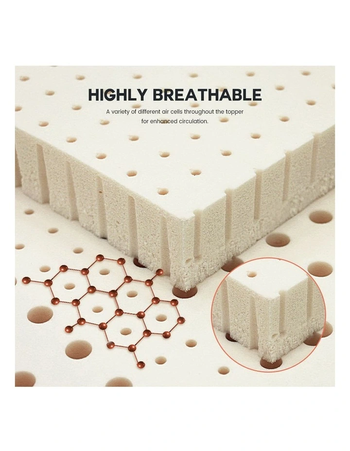 Mona Bedding Latex Mattress Topper Double 7 Zone Underlay Cover 5cm in Beige image 6