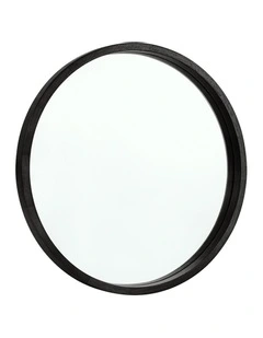 Wooden Round Makeup Mirror 60cm in Black