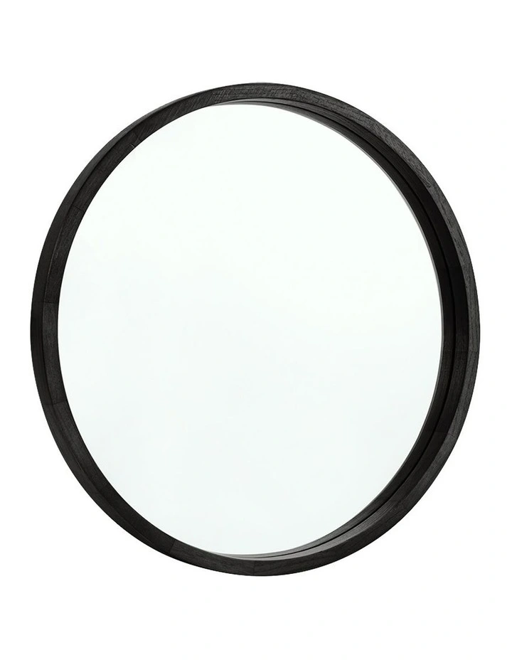 Wooden Round Makeup Mirror 60cm in Black image 1