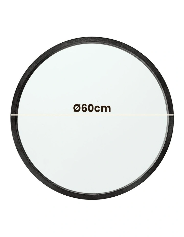 Wooden Round Makeup Mirror 60cm in Black image 3