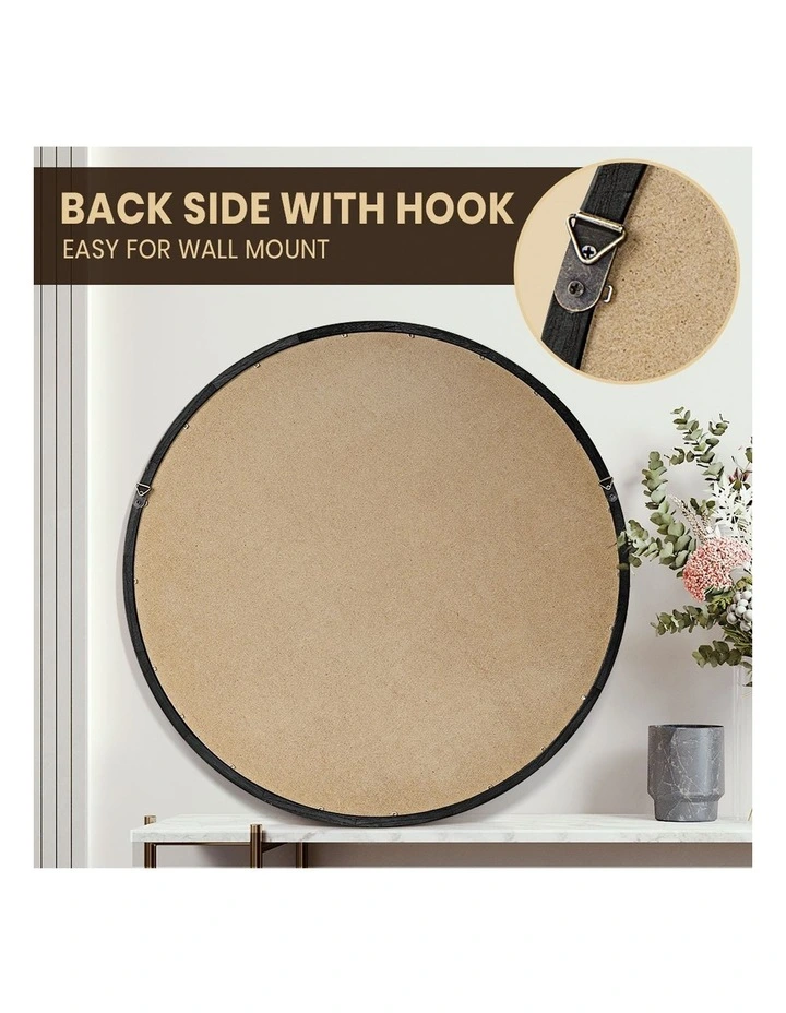 Wooden Round Makeup Mirror 60cm in Black image 4