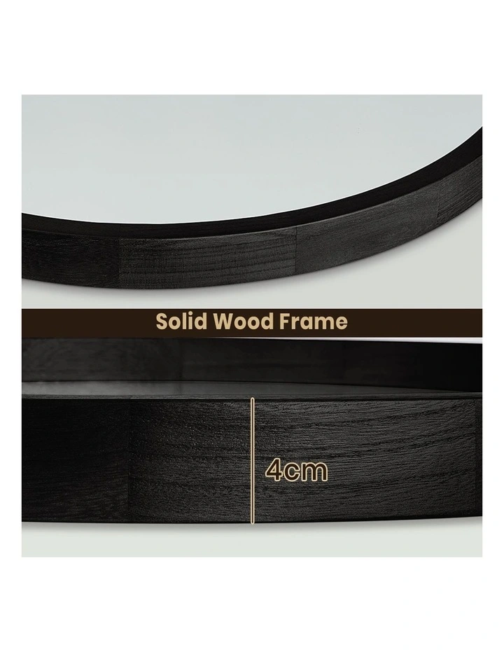 Wooden Round Makeup Mirror 60cm in Black image 5