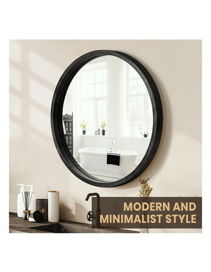 Wooden Round Makeup Mirror 60cm in Black image 6