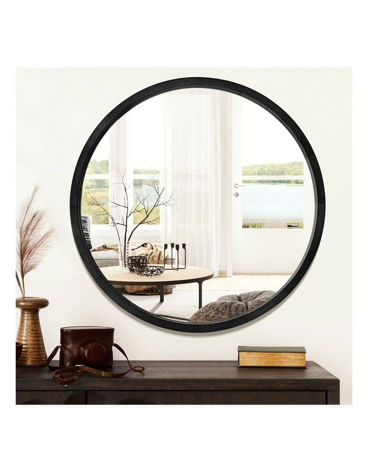 Wooden Round Makeup Mirror 60cm in Black image 7