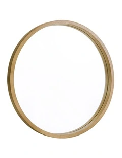 Wooden Wall Round Mirror 100cm in Natural