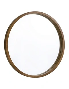Wooden Wall Round Mirror 60cm in Natural
