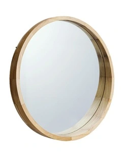 Wooden Wall Round Mirror 60cm in Natural