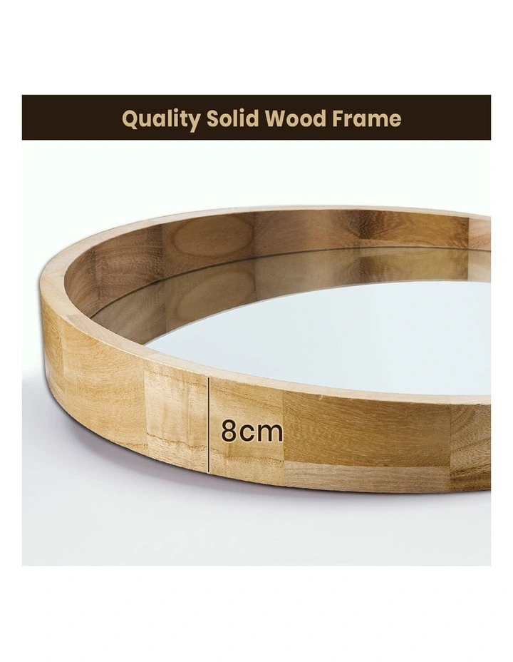 Wooden Wall Round Mirror 60cm in Natural image 5