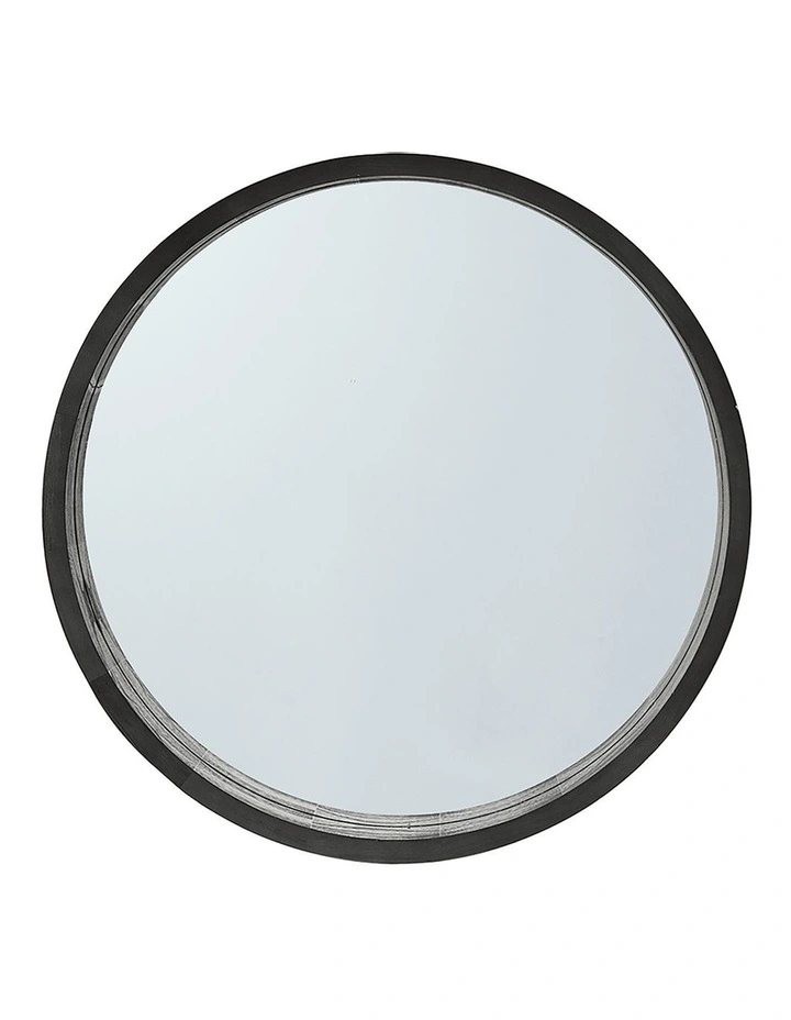 Wooden Wall Round Mirror 60cm in Black image 6