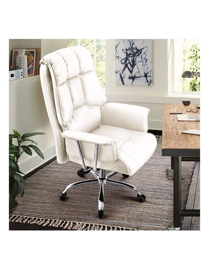 Adjustable Office Desk Chair Footrest in White image 2