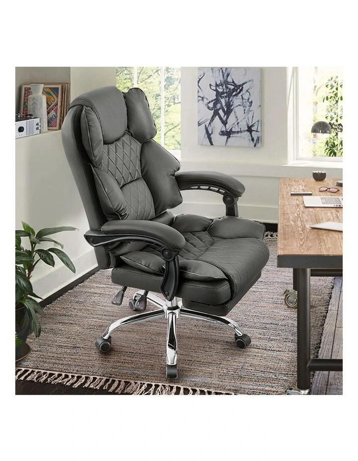 Ergonomic Reclining Adjustable Office Desk Chair Footrest in Black image 2