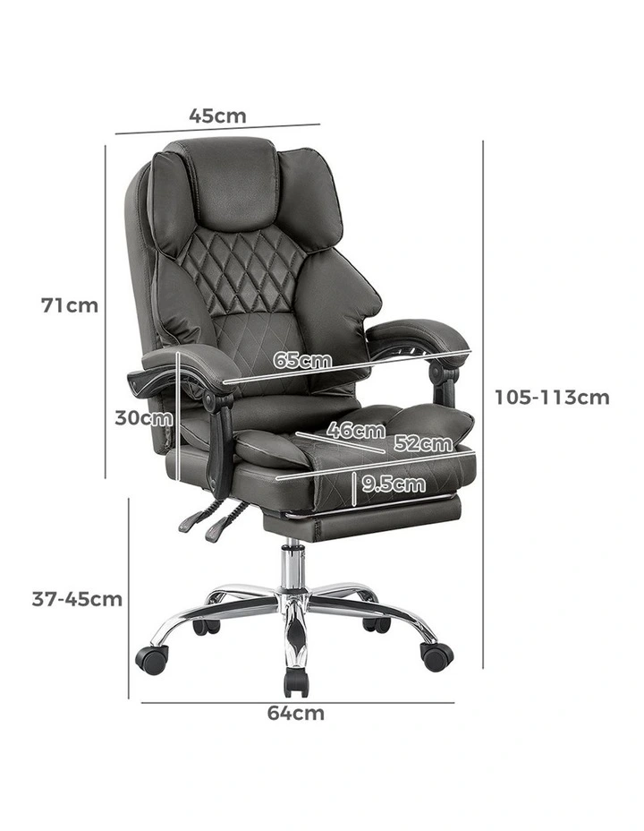 Ergonomic Reclining Adjustable Office Desk Chair Footrest in Black image 3