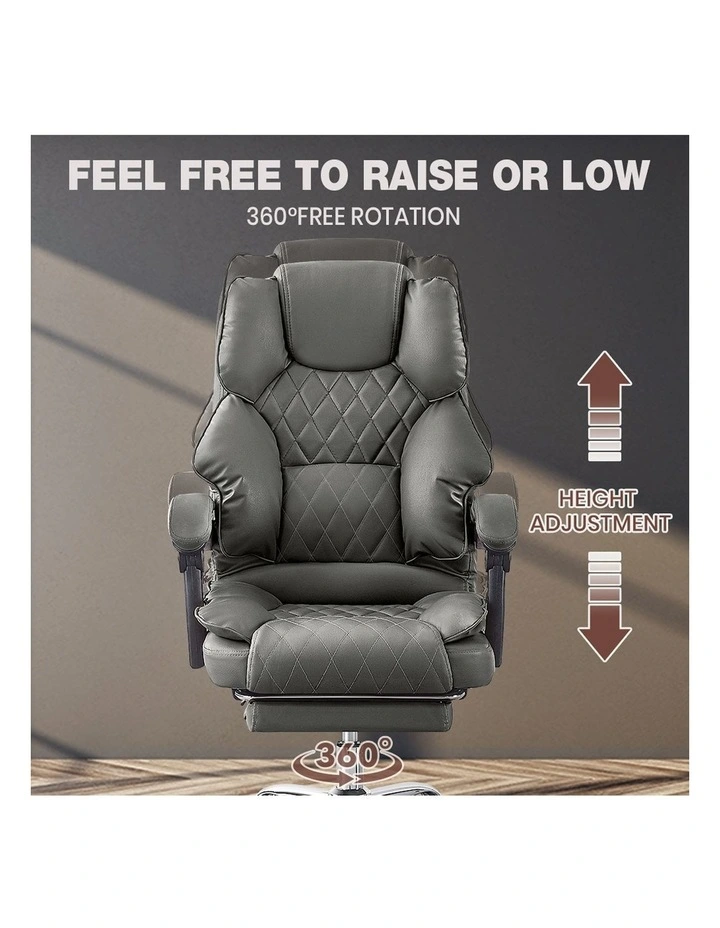 Ergonomic Reclining Adjustable Office Desk Chair Footrest in Black image 4