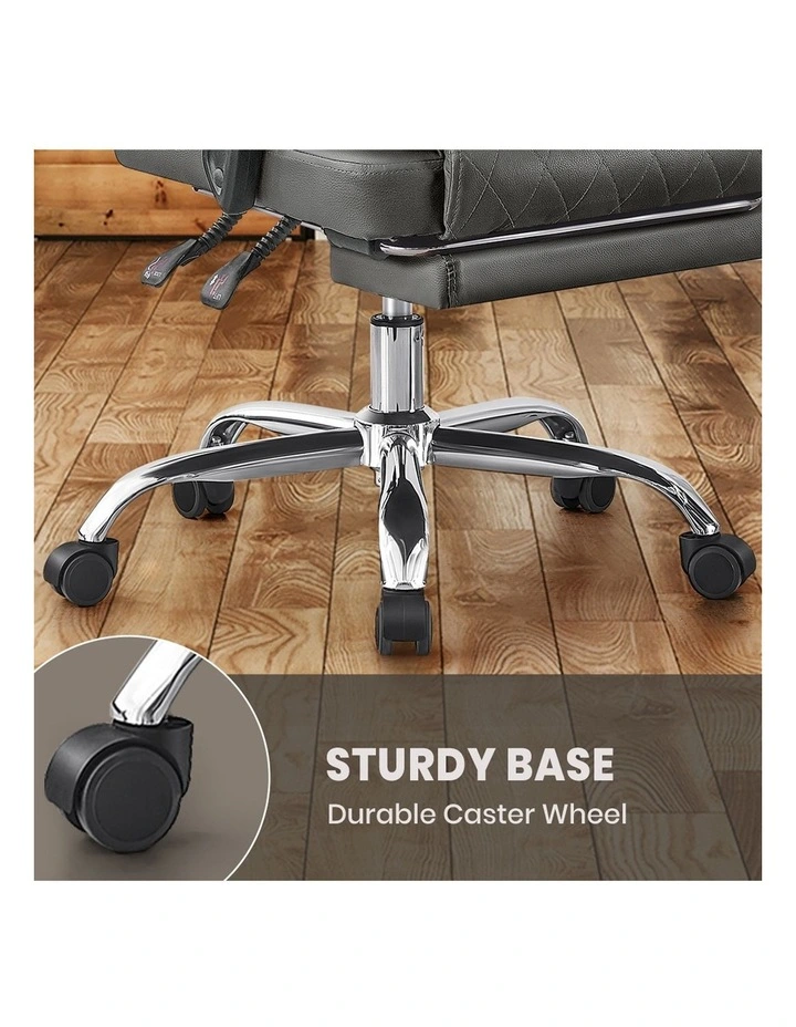 Ergonomic Reclining Adjustable Office Desk Chair Footrest in Black image 6