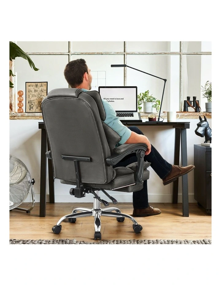 Ergonomic Reclining Adjustable Office Desk Chair Footrest in Black image 7