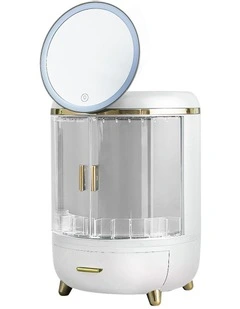 Jewellery Box Holder With LED Mirror in White