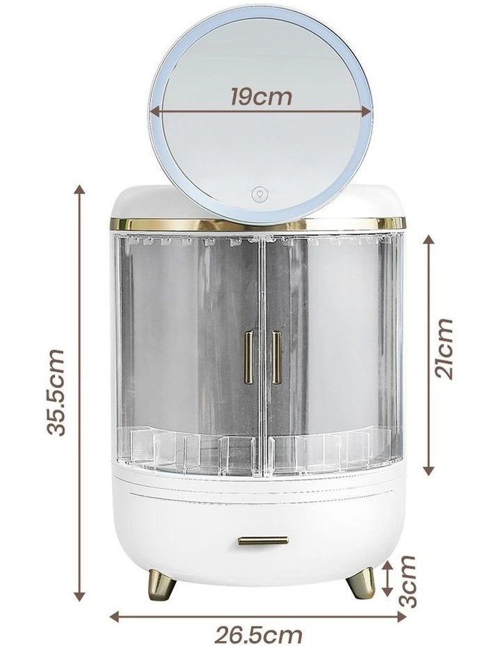 Jewellery Box Holder With LED Mirror in White image 3