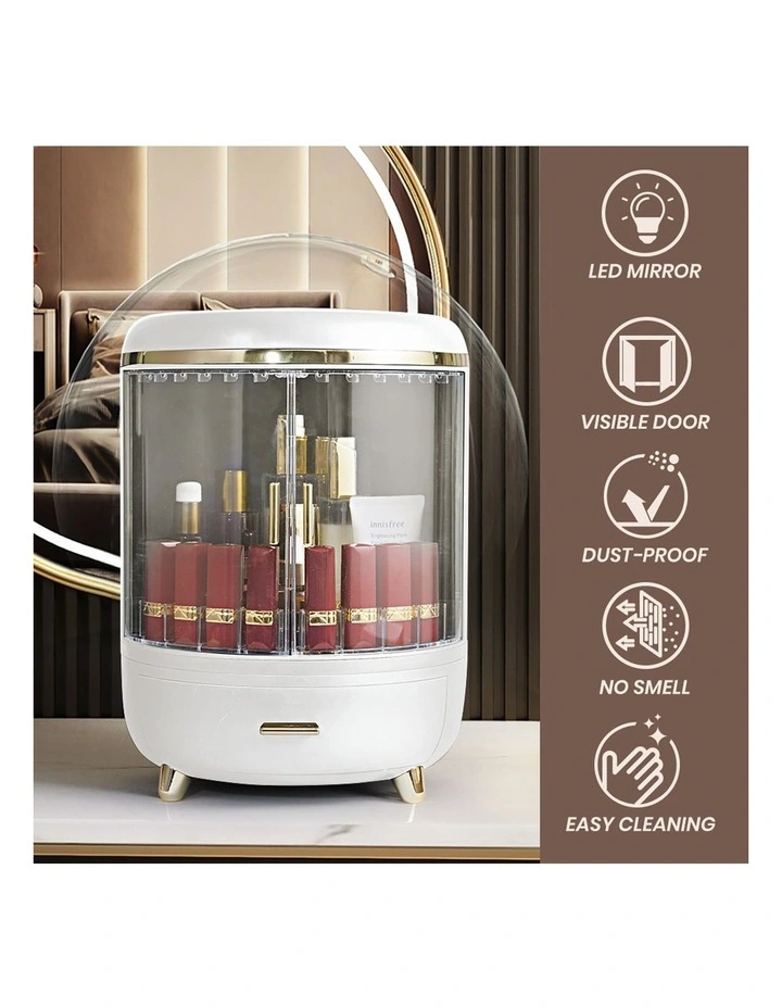 Jewellery Box Holder With LED Mirror in White image 4