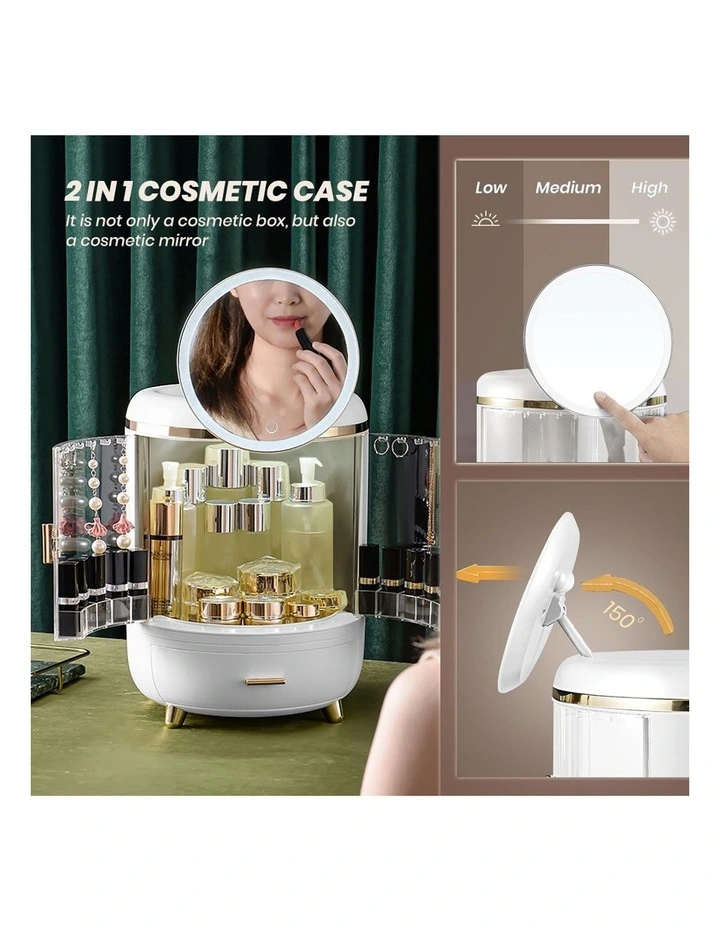Jewellery Box Holder With LED Mirror in White image 5