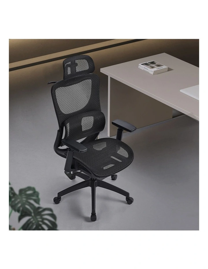 Ergonomic Tilt Fabric Office Computer Mesh Chair in Black image 2