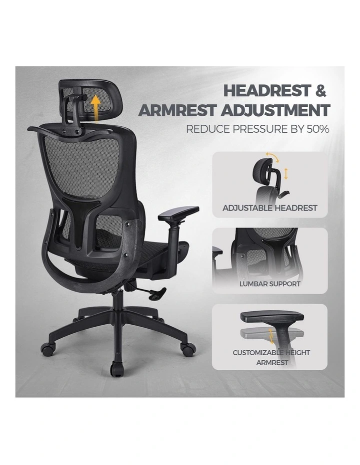 Ergonomic Tilt Fabric Office Computer Mesh Chair in Black image 4