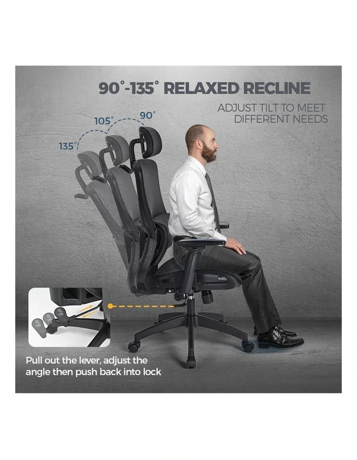 Ergonomic Tilt Fabric Office Computer Mesh Chair in Black image 5
