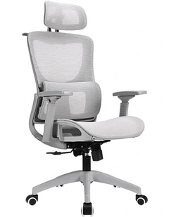 Tilt Fabric Seat Ergonomic Office Computer Mesh Chair in Grey