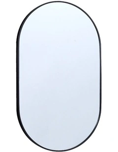 Oval Aluminum Frame Mirror in Black
