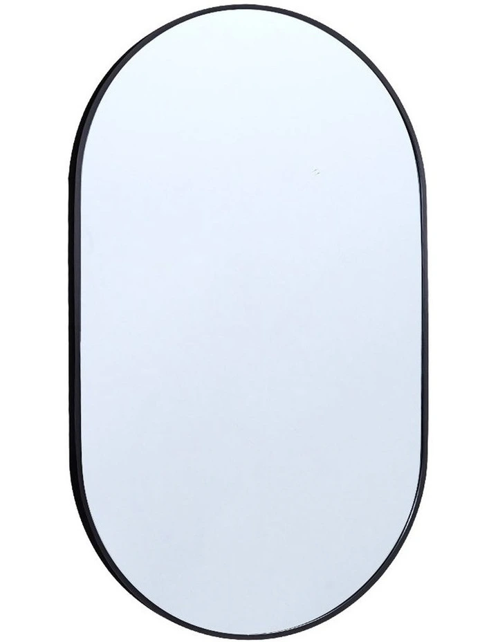 Oval Aluminum Frame Mirror in Black image 1