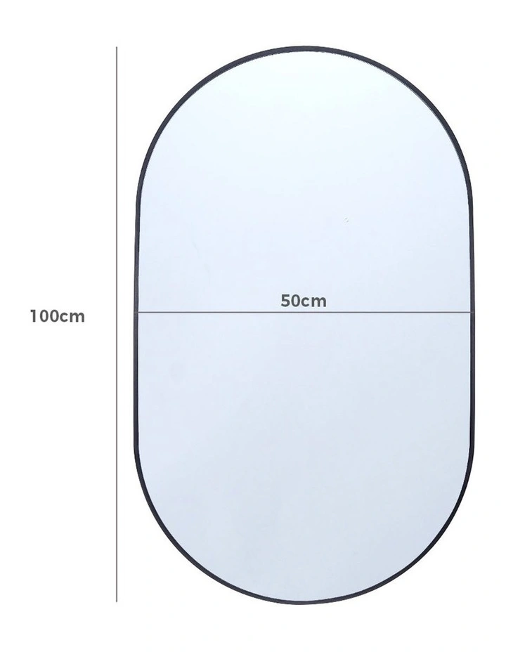 Oval Aluminum Frame Mirror in Black image 3