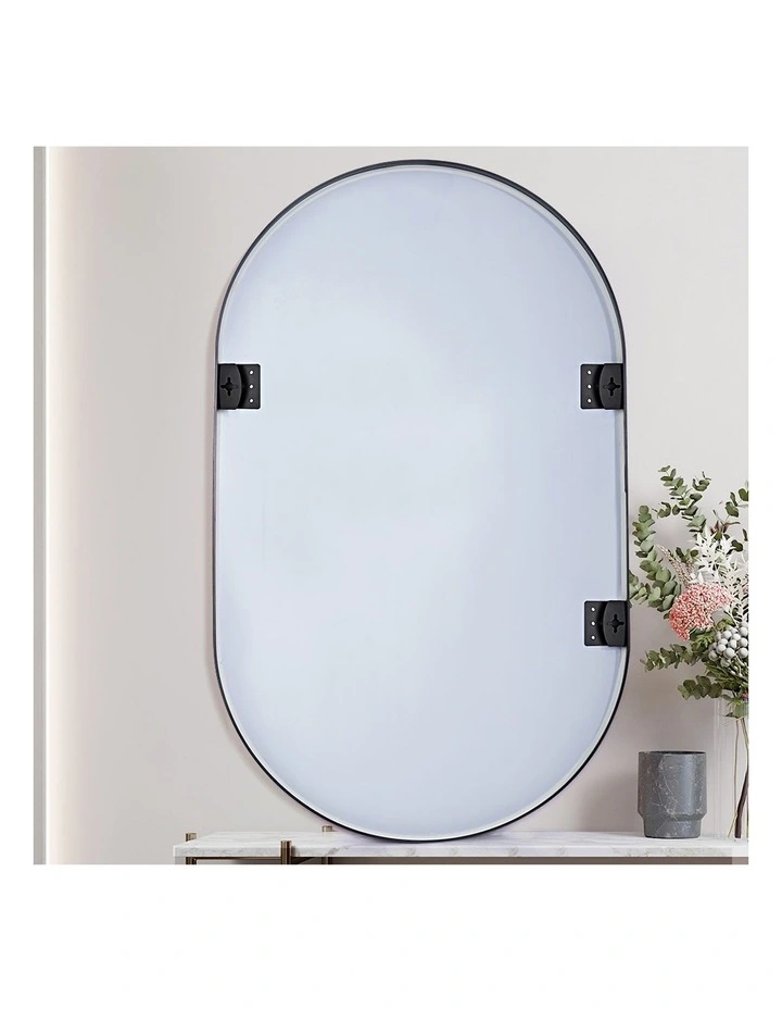 Oval Aluminum Frame Mirror in Black image 4