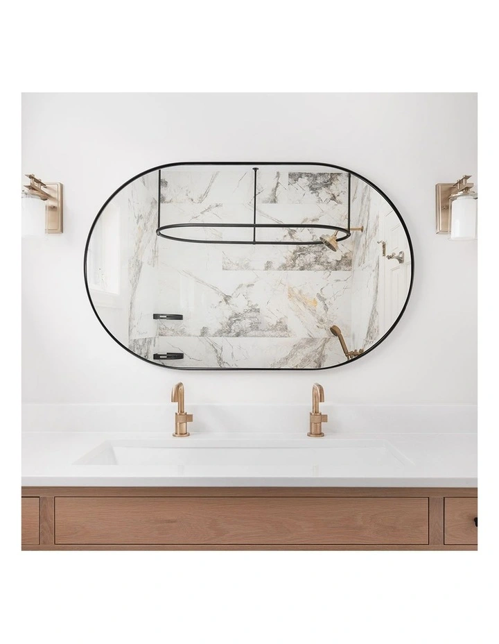 Oval Aluminum Frame Mirror in Black image 6