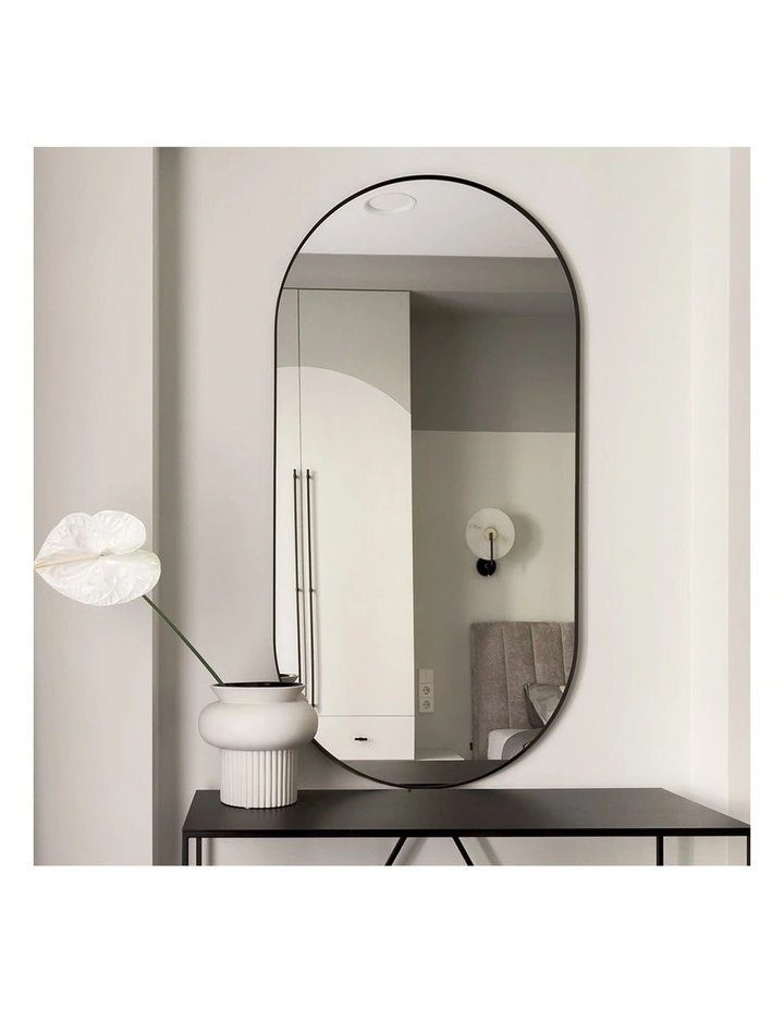 Oval Aluminum Frame Mirror in Black image 7
