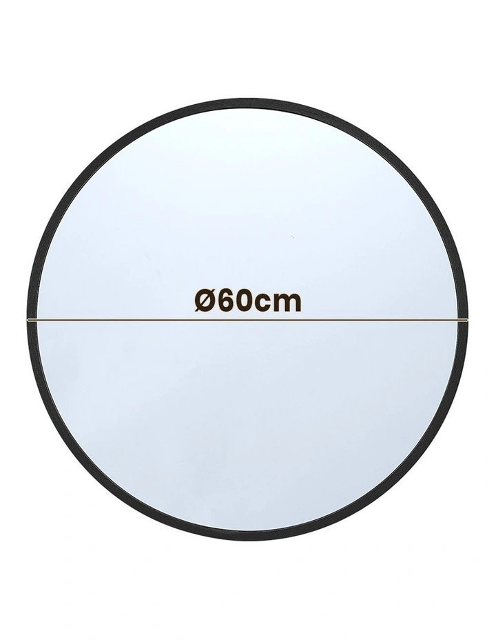 Round Aluminum Frame Mirror 60cm in Black image 3