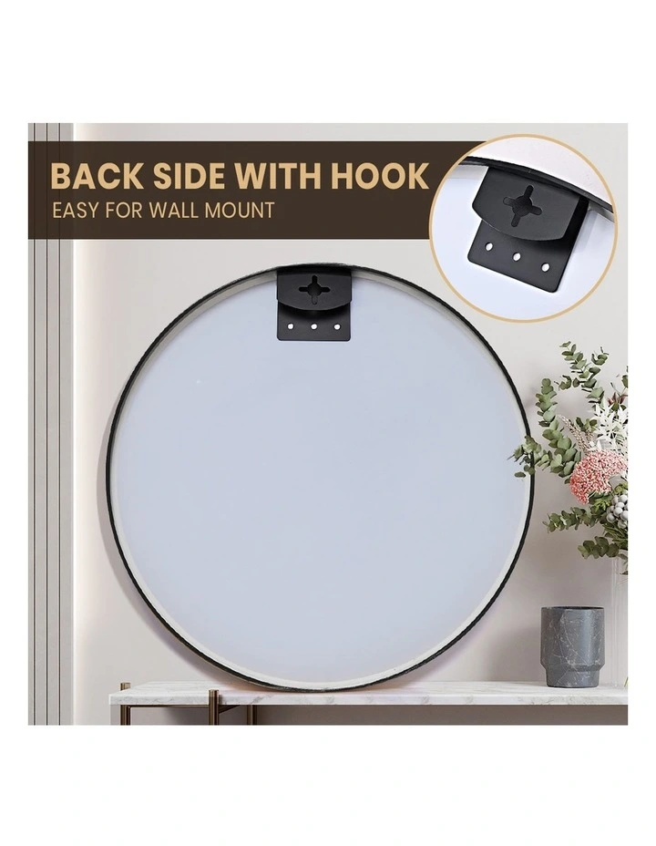 Round Aluminum Frame Mirror 60cm in Black image 4