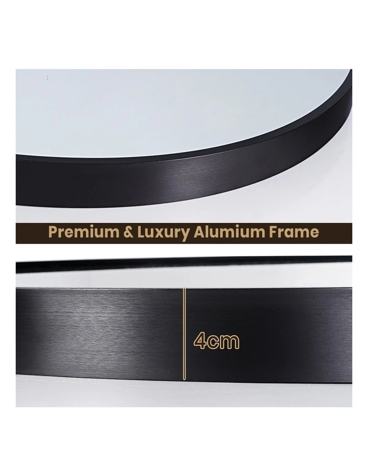 Round Aluminum Frame Mirror 60cm in Black image 5