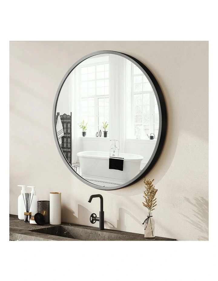 Round Aluminum Frame Mirror 60cm in Black image 6