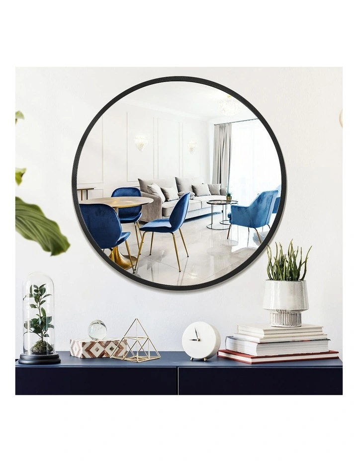 Round Aluminum Frame Mirror 60cm in Black image 7