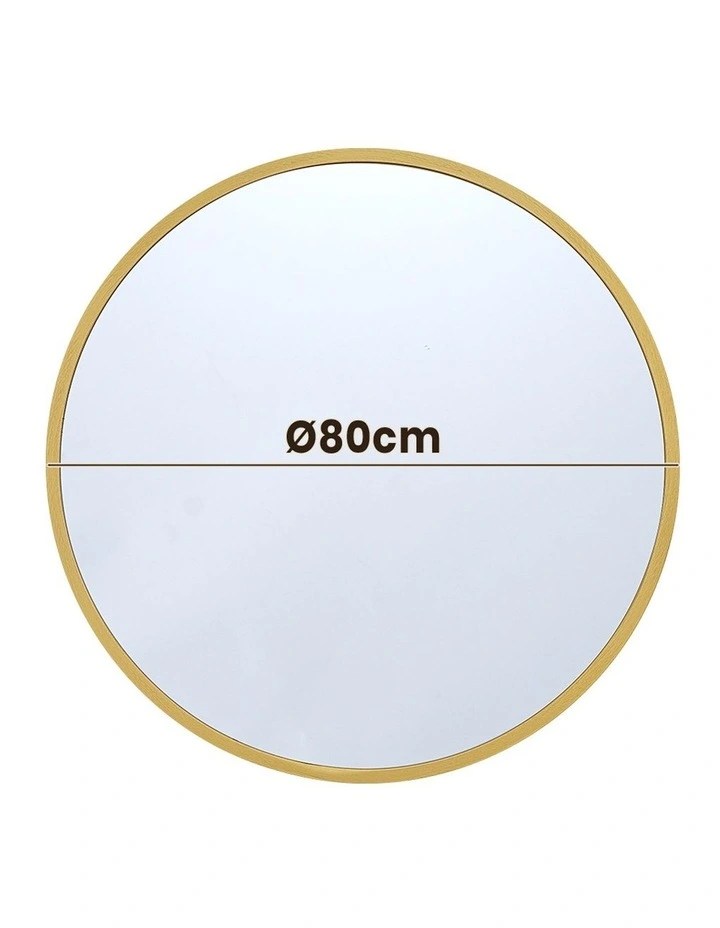 Aluminum Frame Round Wall Mirror 80cm in Gold image 3