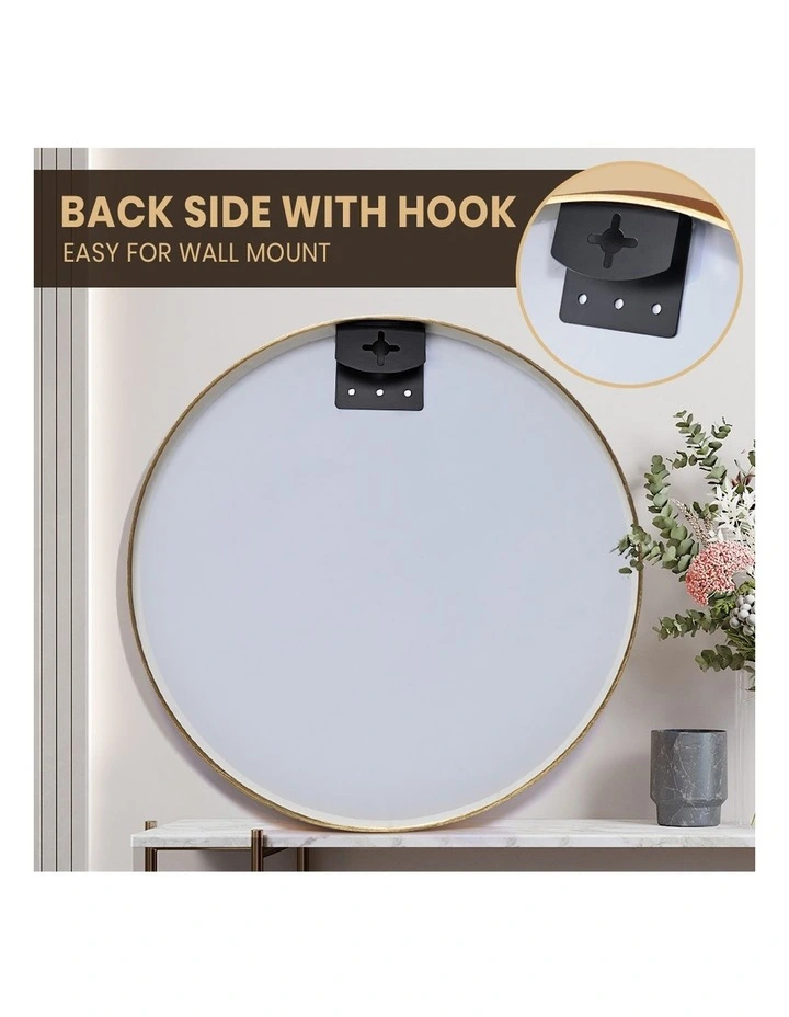 Aluminum Frame Round Wall Mirror 80cm in Gold image 4