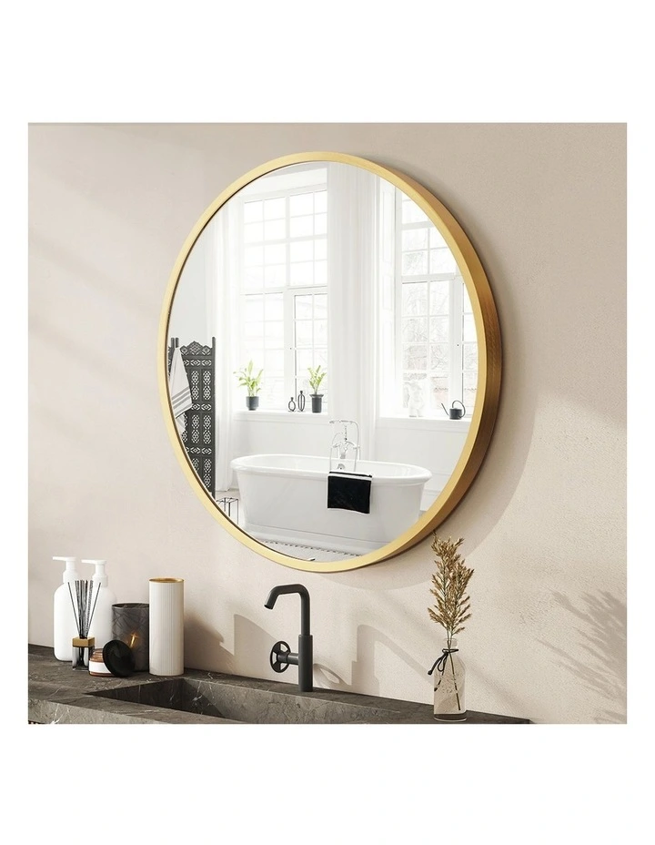 Aluminum Frame Round Wall Mirror 80cm in Gold image 6