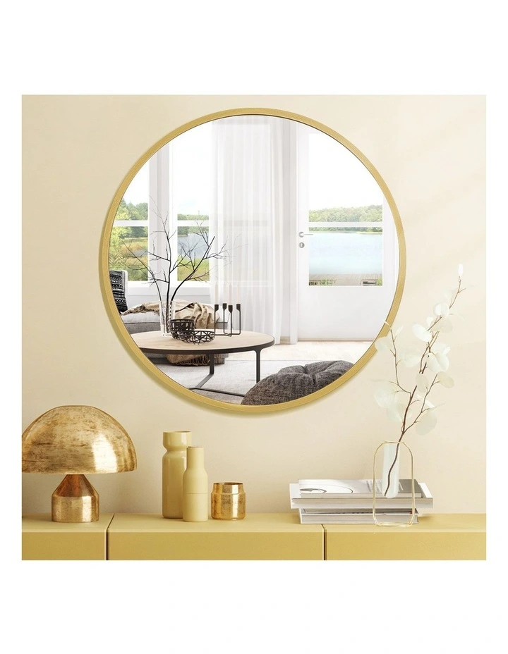 Aluminum Frame Round Wall Mirror 80cm in Gold image 7