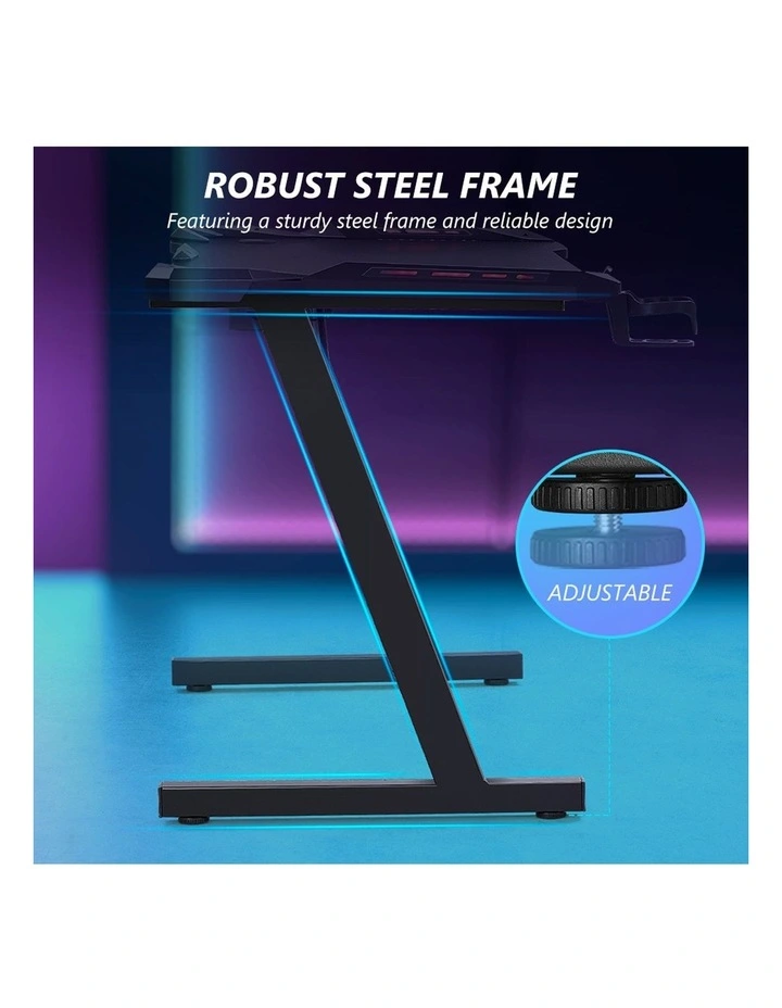 RGB Carbon Fiber Computer Office Z Shaped Desk 120cm in Black image 6