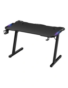 RGB Carbon Fiber Computer Office Z Shaped Desk 140cm in Black