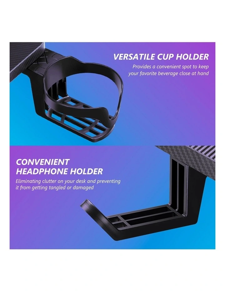 RGB Carbon Fiber Computer Office Z Shaped Desk 140cm in Black image 7