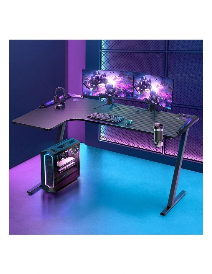 Carbon Fiber Computer Office Desk With Z Shaped Leg 140cm in Black image 2