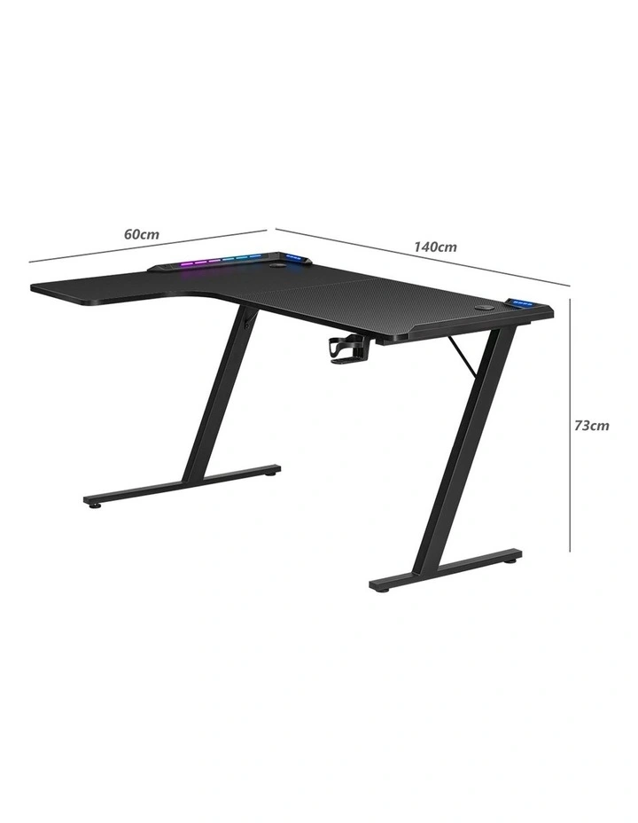 Carbon Fiber Computer Office Desk With Z Shaped Leg 140cm in Black image 3